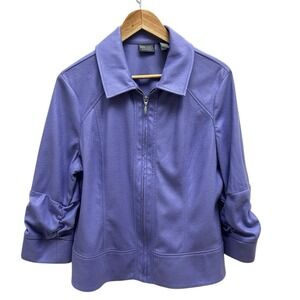 Additions  by Chicos Purple‎ Snake Print Full Zip Jacket Size 2 Textured Large